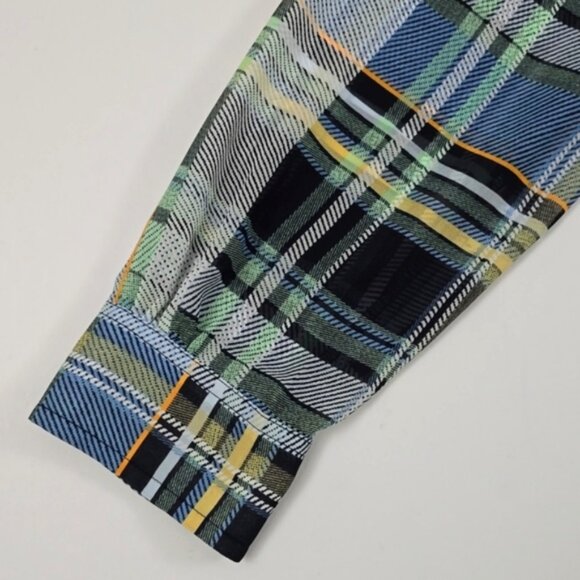 Vince Camuto Women's Semi Sheer Blue White Plaid Long Sleeves Blouse Size XL - Picture 5 of 12